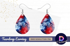 Abstract fluid art red blue ink Teardrop Earring PNG Product Image 1