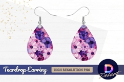Pink and purple floral oil painting Teardrop Earring PNG Product Image 1