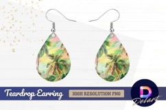 Colorful tropical palm trees artistic Teardrop Earring PNG Product Image 1