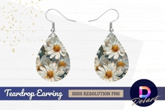 Impasto daisies floral artwork Teardrop Earring PNG Product Image 1