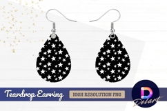 White stars on black background Teardrop Earring PNG Product Image 1
