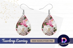 Pink and white peonies floral Teardrop Earring PNG Product Image 1