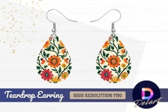 Colorful floral Teardrop Earring PNG Product Image 1