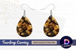 Golden floral pattern with Teardrop Earring PNG Product Image 1