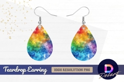 Colorful abstract alcohol ink rainbow Teardrop Earring PNG Product Image 1