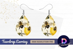 Vintage illustration of lemons and Teardrop Earring PNG Product Image 1