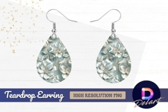 Embossed white floral pattern Teardrop Earring PNG Product Image 1