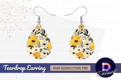 Floral pattern with yellow and white Teardrop Earring PNG Product Image 1