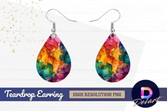 Colorful alcohol ink flower arrangement Teardrop Earring PNG Product Image 1