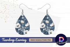 Floral background with white flowers Teardrop Earring PNG Product Image 1