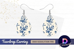 Ballerina and floral toile de jouy Teardrop Earring PNG Product Image 1