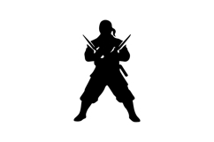 Dual Sai Ninja Silhouette Illustration Design Product Image 1