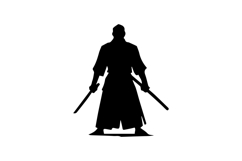 Dual Sword Samurai Silhouette Illustration Design Product Image 1