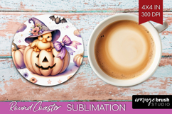 Duck Halloween Round Coaster Coquette Coaster PNG Product Image 1