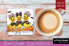 Duck Halloween Square Coaster Spooky Season Coaster PNG Product Image 1