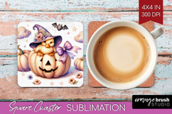 Duck Halloween Square Coaster Coquette Coaster PNG Product Image 1