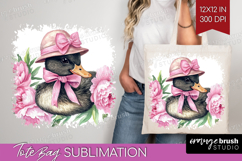 Duck Flowers Tote Bag Cute Farm Tote Bag PNG Sublimation Product Image 1