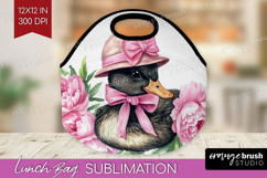 Duck Flowers Lunch Bag Cute Farm Lunch Bug PNG Sublimation Product Image 1