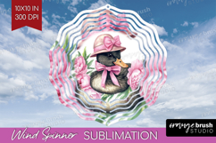 Duck Flowers Wind Spinner Sublimation PNG Cute Farm Round Product Image 1