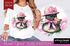 Duck Flowers Round Tshirt Background Cute Farm PNG Product Image 1