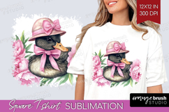 Duck Flowers Square Tshirt Background Cute Farm PNG Product Image 1