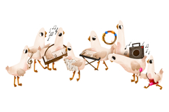 Cute Musical Geese Clipart Set Hand Drawn Bird Musicians Product Image 5
