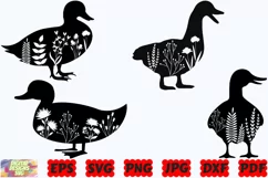 Floral Duck SVG | Floral Animal SVG | Duck Flower SVG | Duck Product Image 2