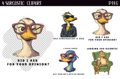 4 Sarcastic Duck Clipart, Funny Animals png Product Image 1