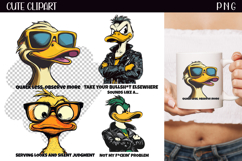 4 Sarcastic Duck Clipart, Funny Animals png Product Image 1