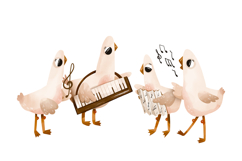 Cute Musical Geese Clipart Set Hand Drawn Bird Musicians Product Image 4