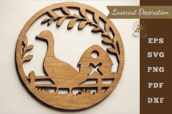 Duck Round Lasercut Decoration SVG Product Image 1