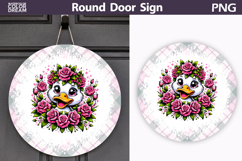 Floral Duck Door Sign | Farmhouse Round Decor Product Image 1