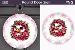 Floral Duck Door Sign | Farmhouse Round Decor Product Image 1