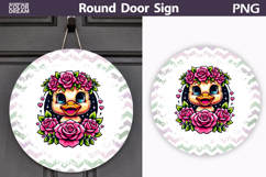 Floral Duck Door Sign | Farmhouse Round Decor Product Image 1