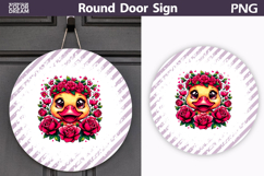 Floral Duck Door Sign | Farmhouse Round Decor Product Image 1