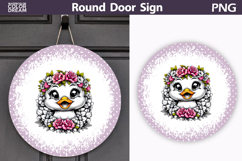 Floral Duck Door Sign | Farmhouse Round Decor Product Image 1