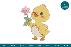 Duck With Flower Machine Embroidery Design Product Image 1