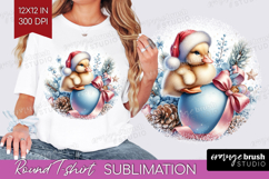 Duckling Pastel Christmas Round Tshirt Background Coquette Product Image 1