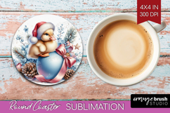 Duckling Pastel Christmas Round Coaster Coquette Xmas PNG Product Image 1