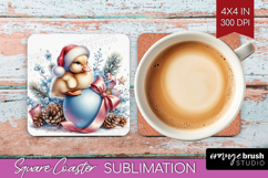 Duckling Pastel Christmas Square Coaster Coquette Xmas PNG Product Image 1