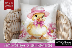 Duckling Flowers Pillow Sublimation Cute Farm Pillow Cover Product Image 1