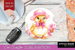 Duckling Flowers Car Coaster Cute Farm Coaster PNG Product Image 1