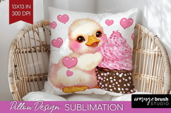 Duckling Valentine Pillow Sublimation Cute Valentines Day Product Image 1