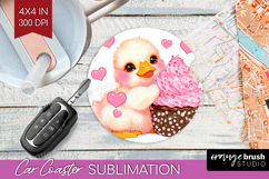 Duckling Valentine Car Coaster Cute Valentines Day Coaster Product Image 1