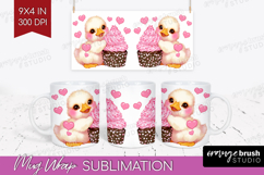 Duckling Valentine Mug Wrap Cute Valentines Day Mug PNG Product Image 1