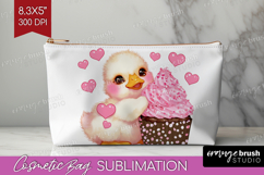 Duckling Valentine Cosmetic Bag Cute Valentines Day Makeup Product Image 1
