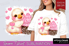 Duckling Valentine Square Tshirt Background Cute Valentines Product Image 1