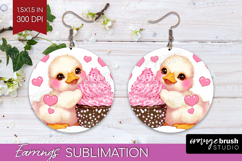 Duckling Valentine Round Earrings Cute Valentines Day PNG Product Image 1