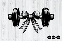 Dumbbell With Ribbon Bow SVG, Fitness Girl SVG, Gym SVG Product Image 1