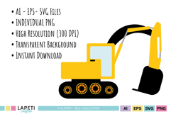 Kids construction clipart bundle for birthday invitations, party toppers and printable decorations